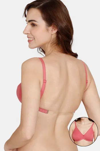 Buy Zivame Beautiful Basics Double Layered Non Wired 3/4th Coverage Backless Bra - Mineral Red